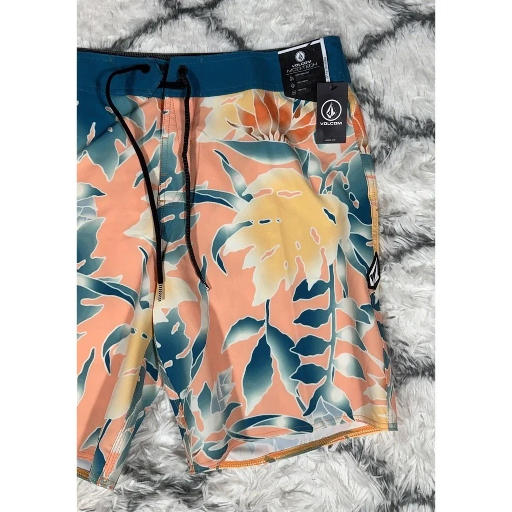 VOLCOM Leaf It Mod-Tech Board Shorts Swim Trunks Multicolor Mens Sz 34 *NEW* $60